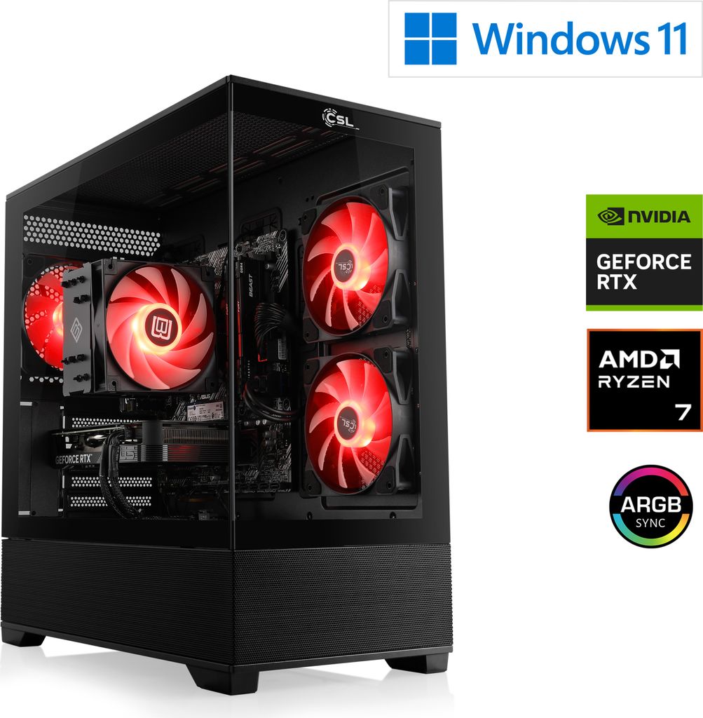 Gaming PC, AMD Ryzen 7 9700X, 3800 MHz, GeForce RTX 5070, 32 GB DDR5 RAM, 2000 GB M.2 SSD, Windows 11 Home, USB 3.2 | M11860H