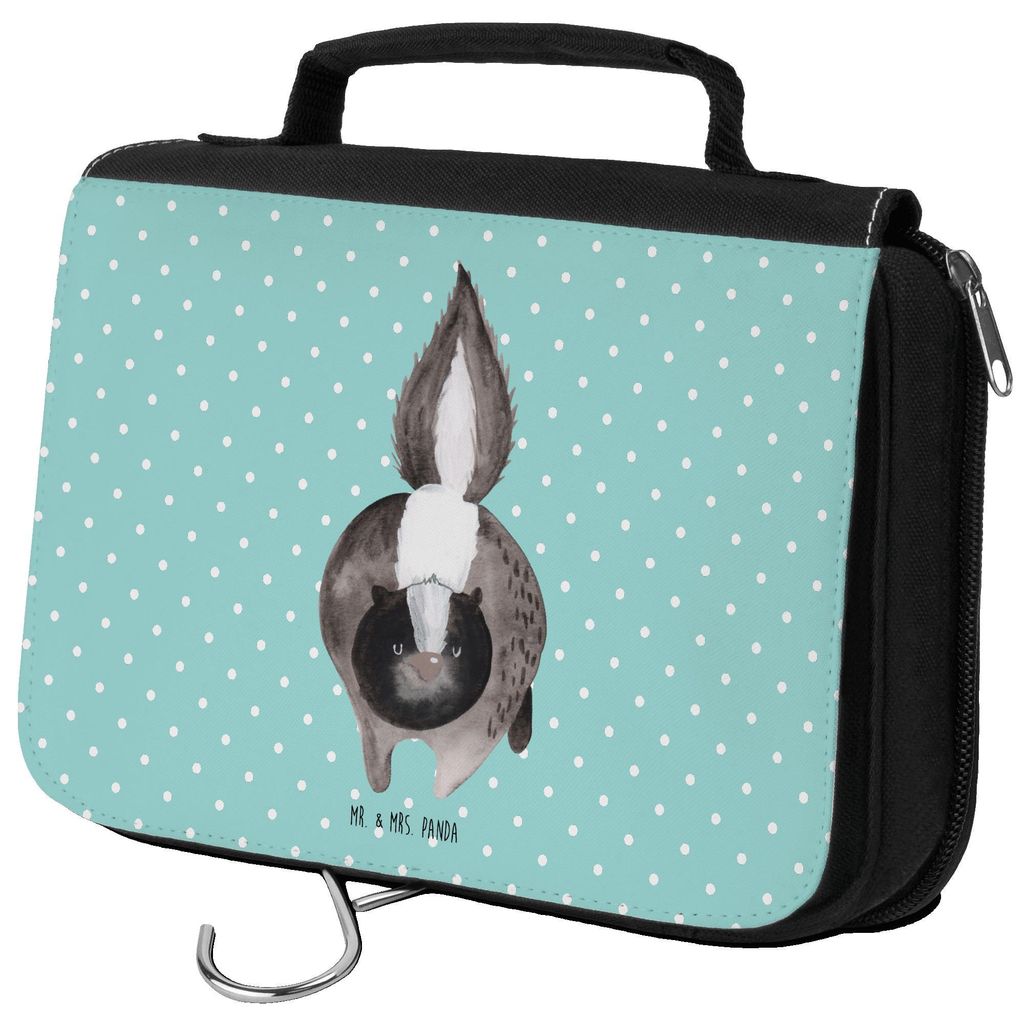 Mr. & Mrs. Panda Kulturbeutel Stinktier Angriff - Türkis Pastell - Geschenk, kosmetiktäschchen, Kosmetiktasche, beauty case, kulturtäschchen, w...