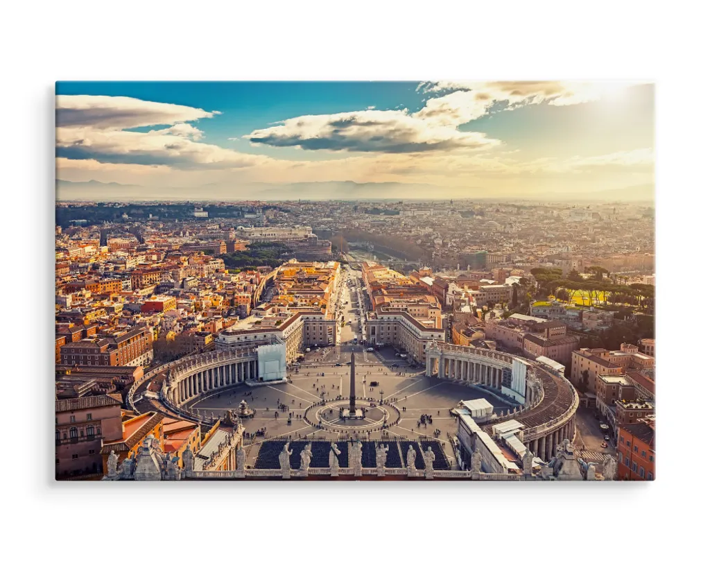 Poster Roma Basilica San Pietro 70x50 cm Quadro su Tela Panorama - 3
