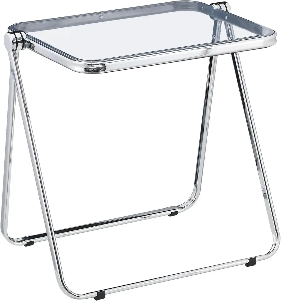 Petite table design minimaliste transparente pliante pour balcon et terrasse