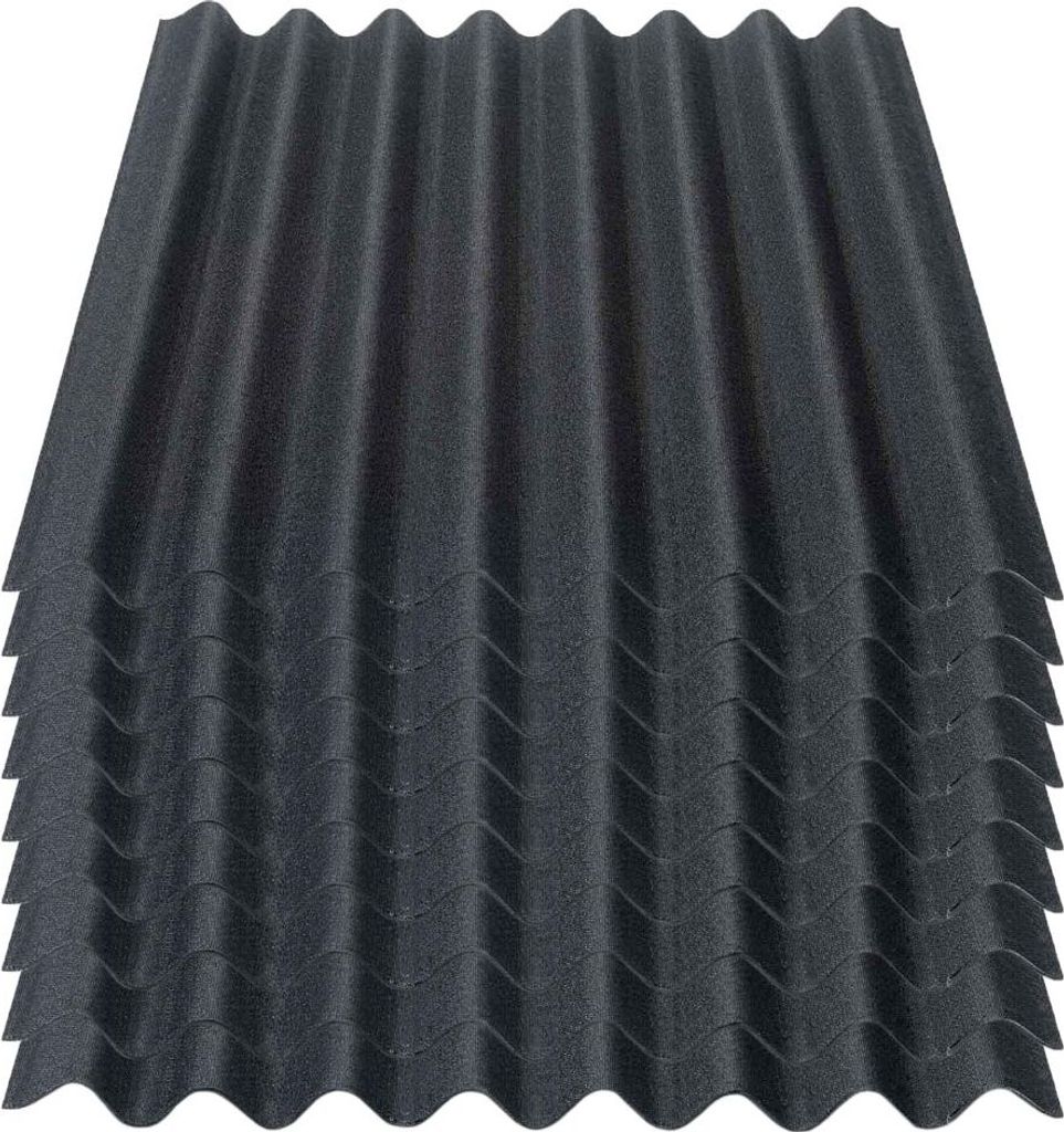 Onduline Easyline Dachplatte Wandplatte Bitumenwellplatten Wellplatte 9x0,76m² - schwarz