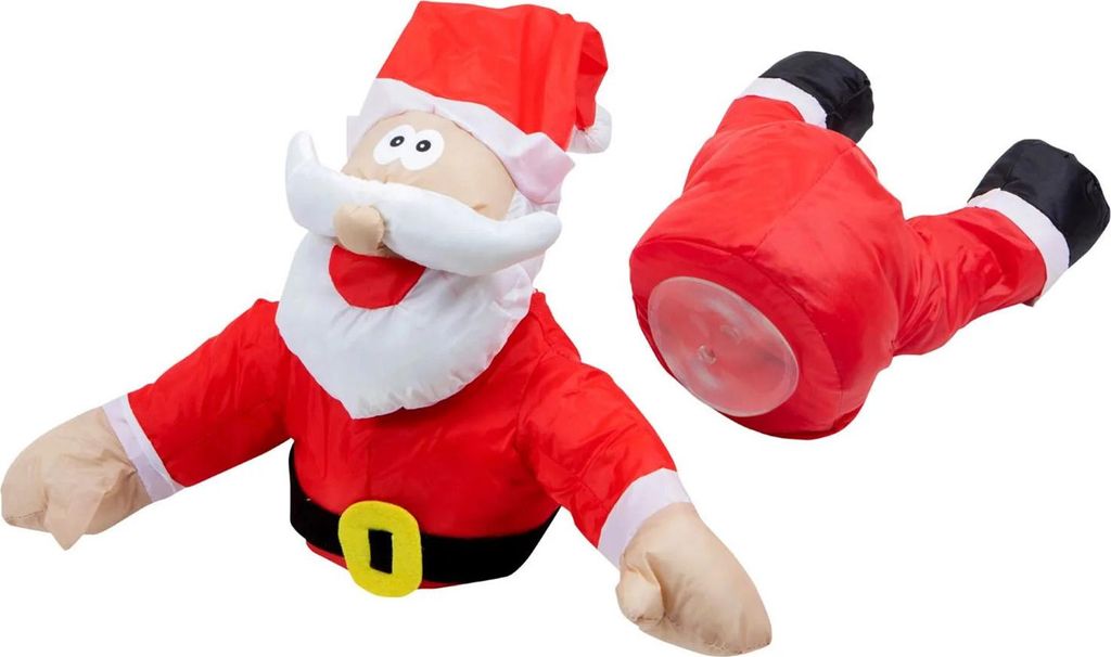 Weihnachtsdekoration mit abstürzenden Rentieren und Weihnachtsmann-Notlandung, inklusive starker Saugnäpfe für Fenster, Glastüren und mehr.