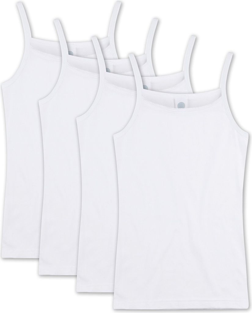 Sanetta Mädchen Unterhemd, 4er Pack - Shirt ohne Arme, Top Weiß 140