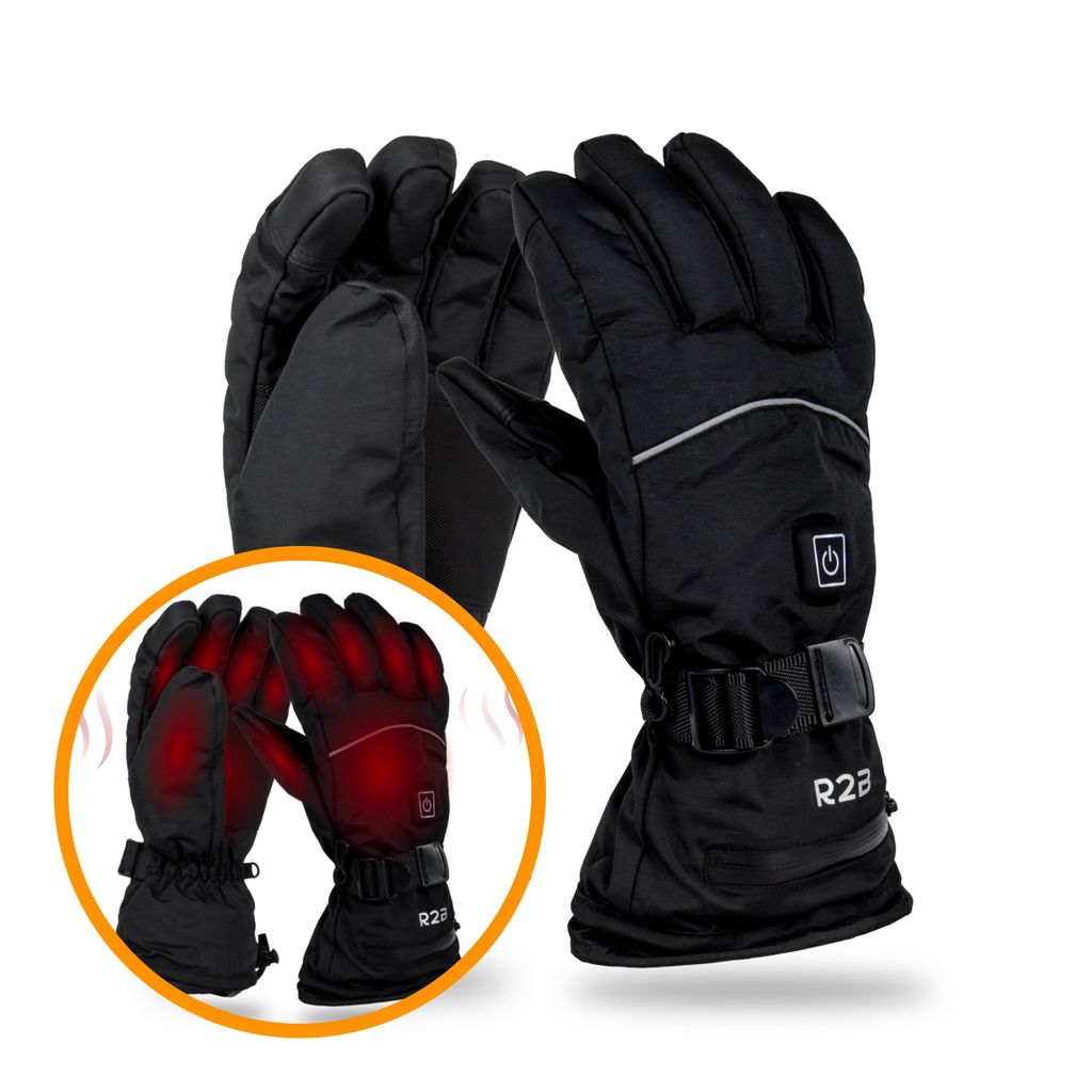 R2B Beheizbare Handschuhe, wiederaufladbar, Beheizte Wasserdichte Touchscreen Handschuhe, Winterhandschuhe für Herren und Damen