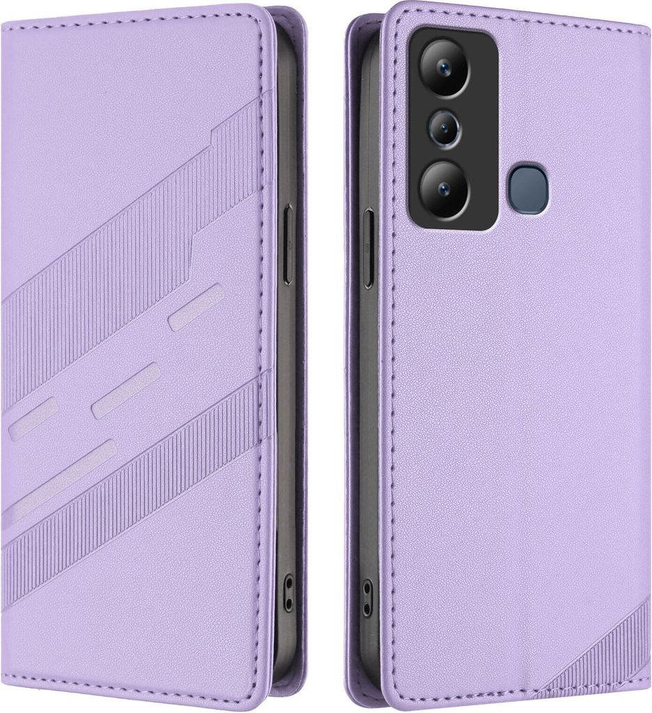 Hülle für Infinix Hot 20i, Kunstleder Brieftaschen Handyhülle mit Kartenfach und Standfunktion Violett