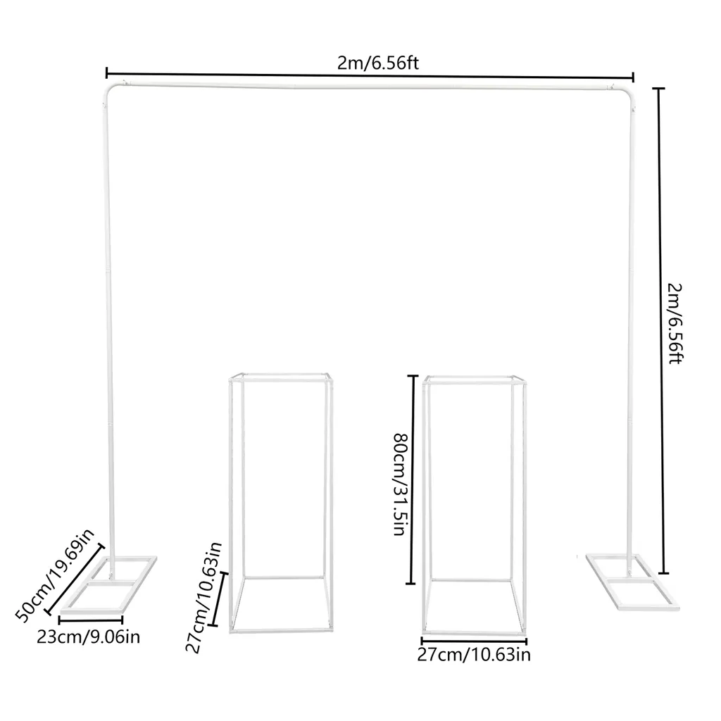 Support Arche en Métal Blanc pour Ballons et Fleurs - 2m x 1.5m