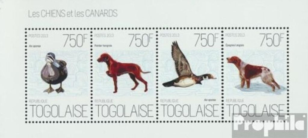 Briefmarken Togo 2013 Mi 5185-5188 Kleinbogen (kompl. Ausgabe) postfrisch Hunde und Enten