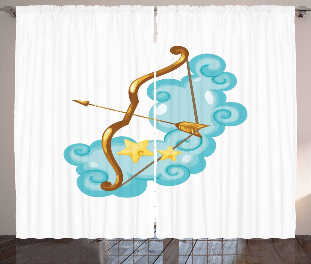 ABAKUHAUS Schütze Rustikaler Gardine, Astrologie-, Schlafzimmer Kräuselband Vorhang mit Schlaufen und Haken, 280 x 175 cm, Hellblau Ingwer