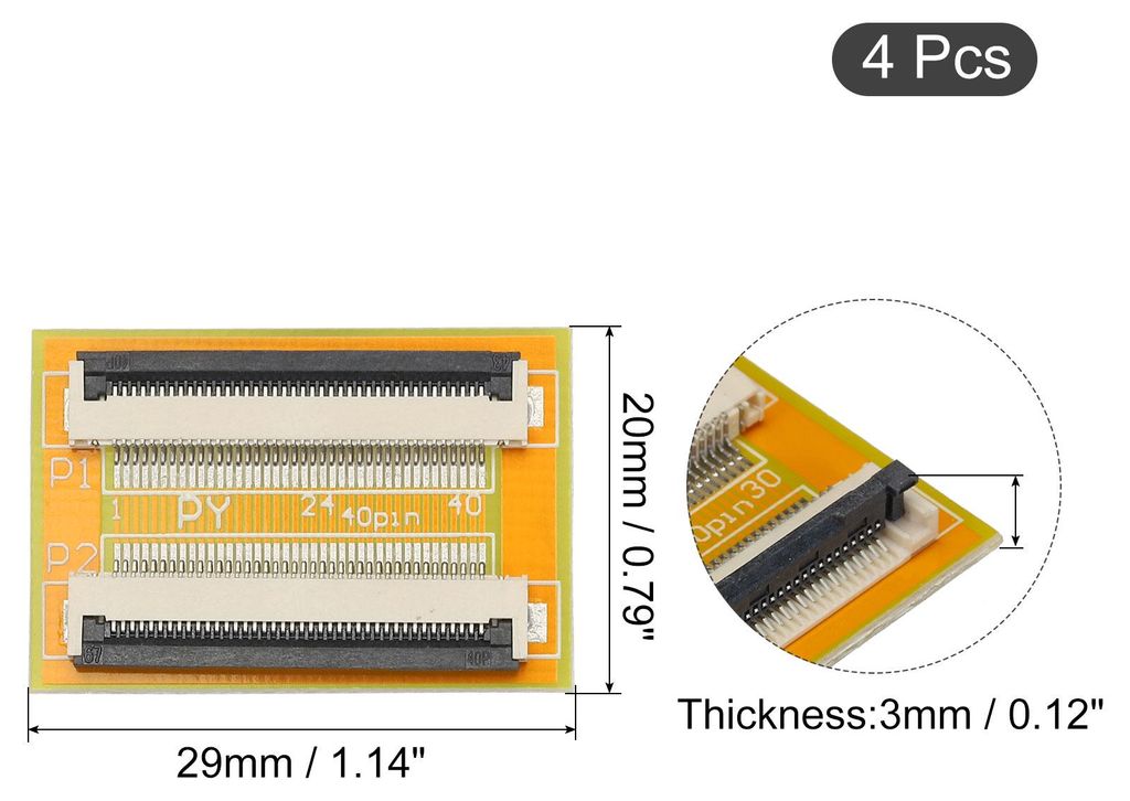 4 Stš¹ck FFC FPC Erweiterungsplatine PCB-Extend ZIP HDD-Anschluss 40 Pin 0.5mm Pitch Einseitig fš¹r LCD 3D Drucker Kamera DVD TV Laptop