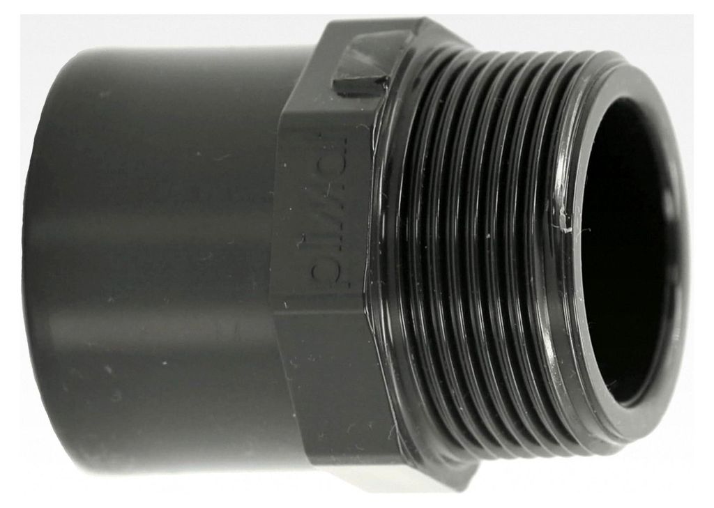 PVC Fittings Übergangsnippel 40/50mm x 1 1/2" | Klebemuffe/Klebestutzen x Außengewinde | Übergangsmuffe aus grauem PVC | PN16 für Rohr, Poolver...