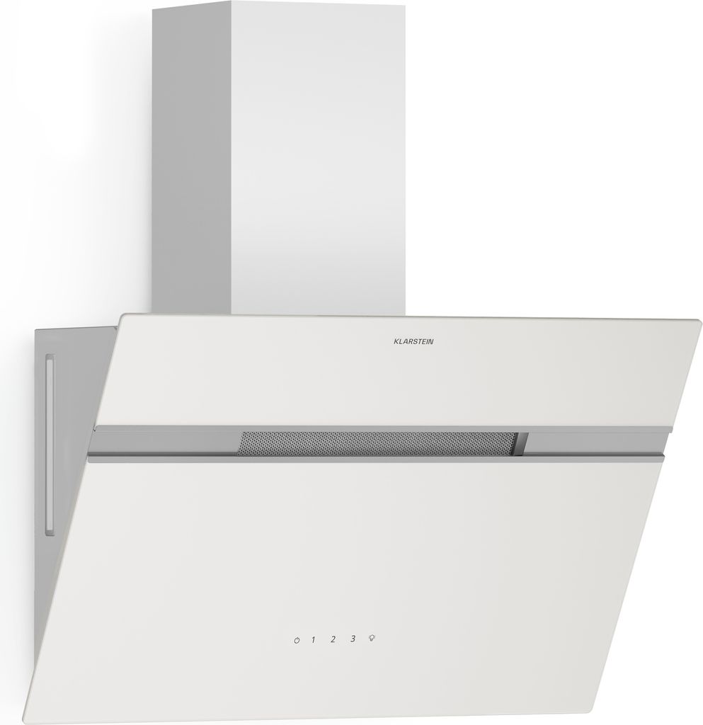 Klarstein Alina Dunstabzugshaube - 60cm Kopffreihaube, 600 m³/h, Touch Control, LED-Beleuchtung, A, Umluft & Abluft, Weiß