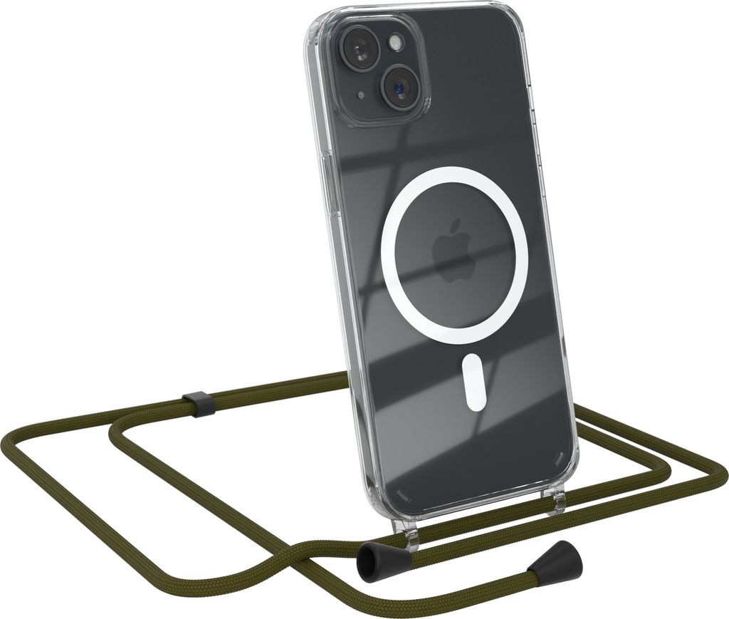 EAZY CASE - Handykette kompatibel mit Apple iPhone 15 Plus Kette zum Umhängen Stoßfest Handyhülle für Apple iPhone 15 Plus Silikon Hülle mit B...