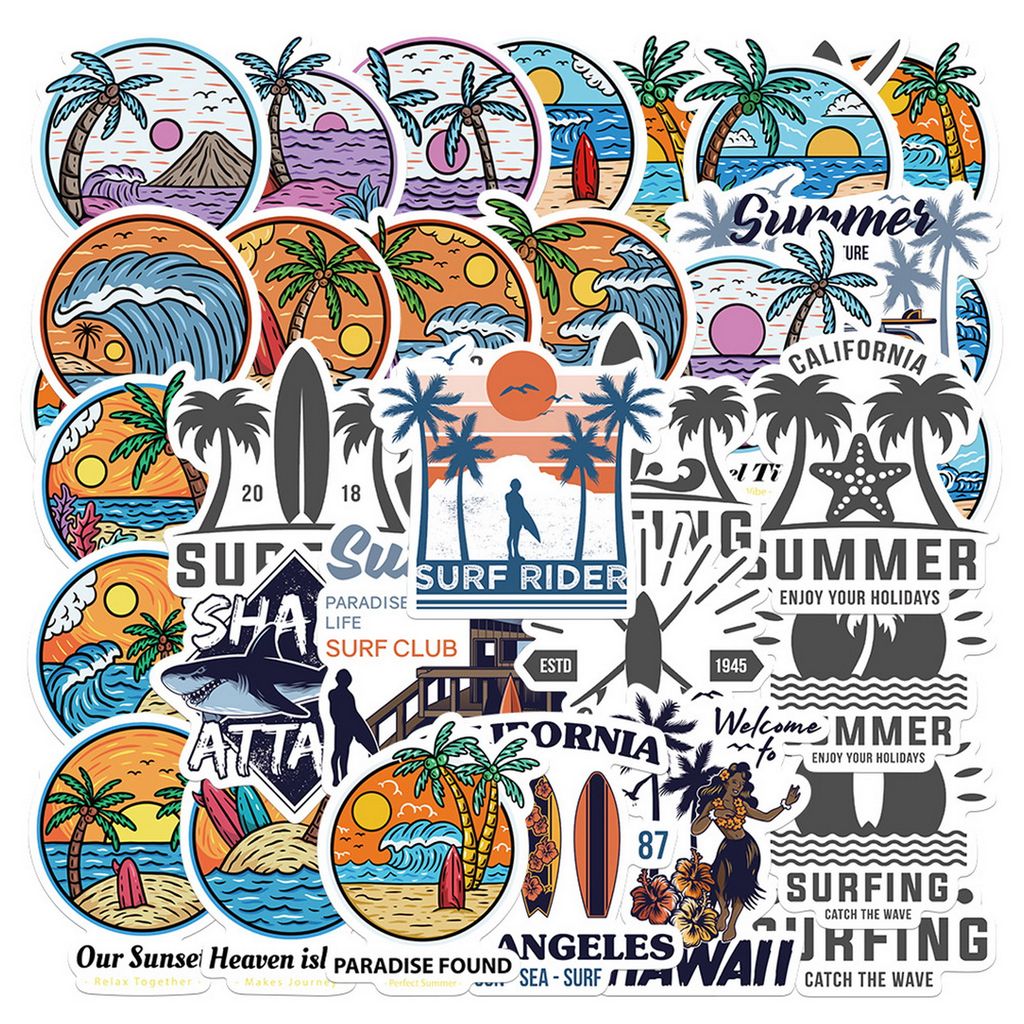 35pcs/Set Koffer Aufkleber Selbstklebender wasserdichtes Umschlag DIY Kokosnuss Landschaft Sunshine Beach Scrapbook Aufkleber Hausversorgung