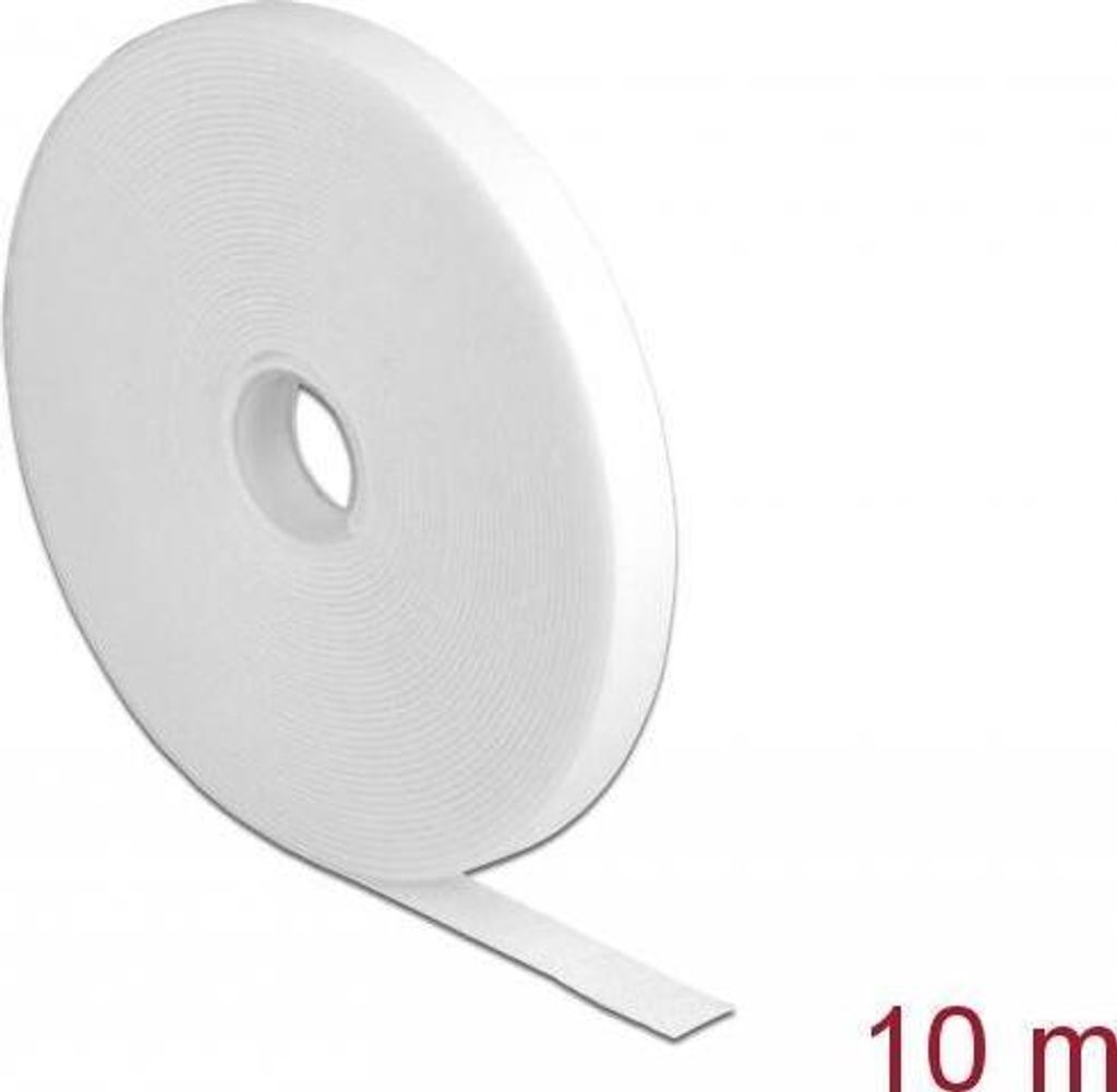 DELOCK Klettband auf Rolle L 10 m x B 13 mm weiß