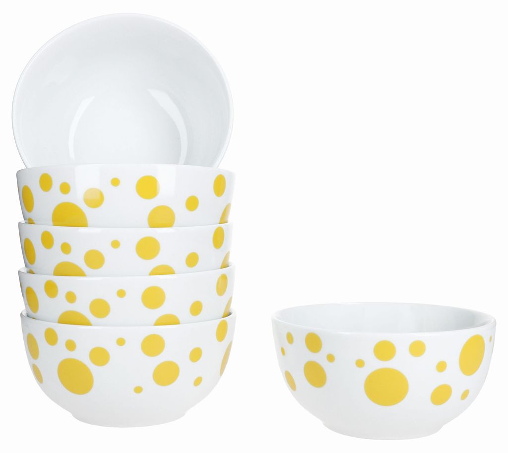 Pula żółte kropki 6x miska na płatki Ø14cm 400ml porcelana Zdjęcie produktu 