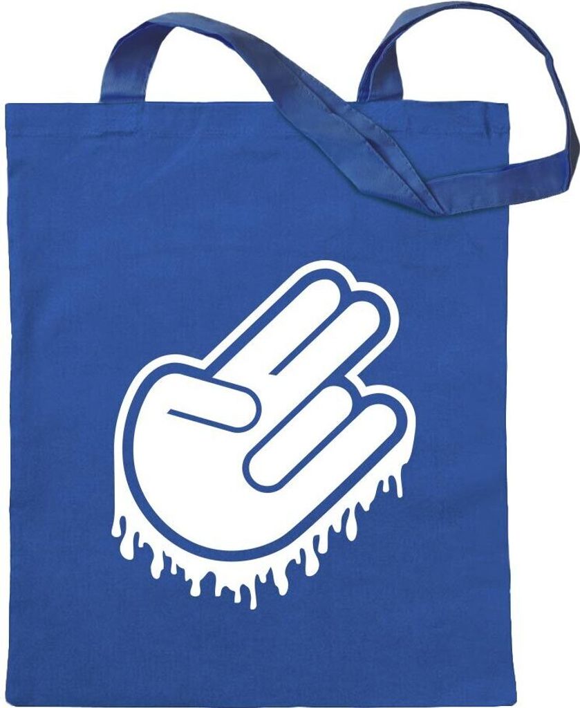 Kiwistar - Baumwolltasche - royalblau - Shocker Hand - Two in The pink - Tragetasche Stoffbeutel Umhängetasche Langer Henkel
