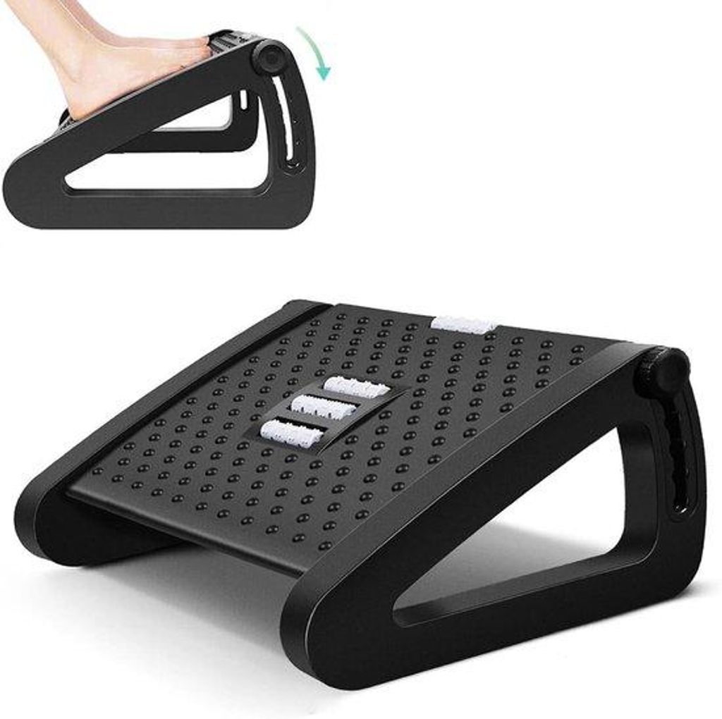 Ergonomische voetkruk met massagetextuur en roller - Verstelbare voetensteun in 6 verschillende hoogtes