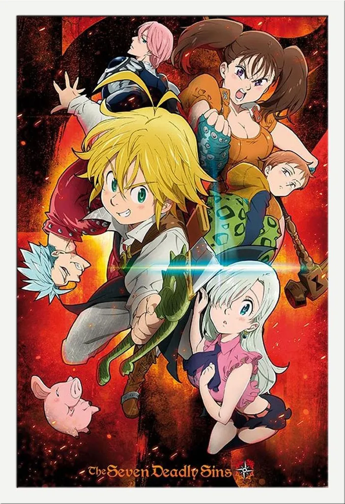 Poster Seven Deadly Sins con Cornice Shinsuke Bianca - Formato Maxi 61x91,5