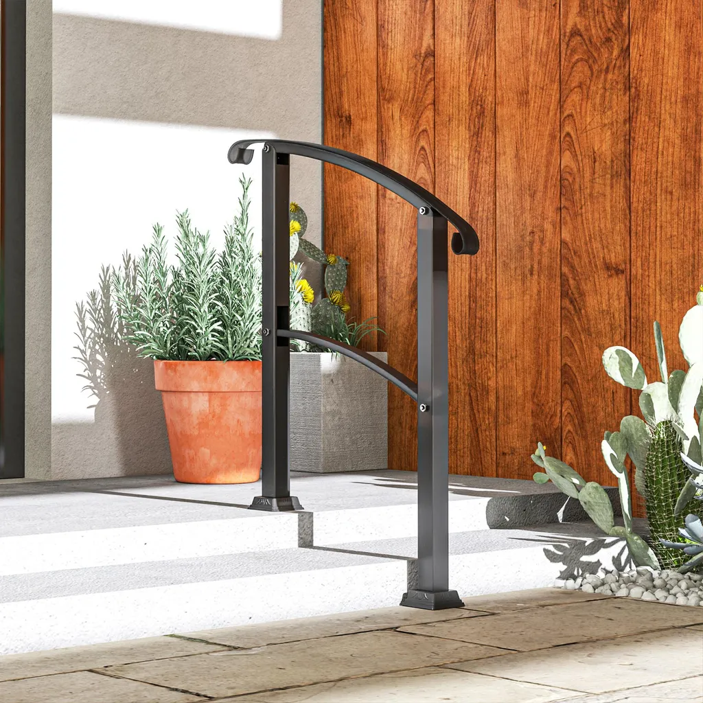 Appui escalier sécurisé pour marches extérieures noir mat kit complet - 10