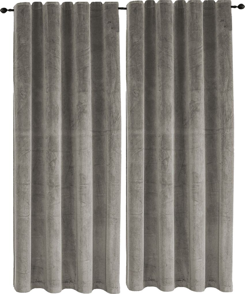 Samt Vorhang 2er Set Taupe Kräuselband 140x175 cm Verdunkelungsvorhang Samt weich Gardine blickdicht