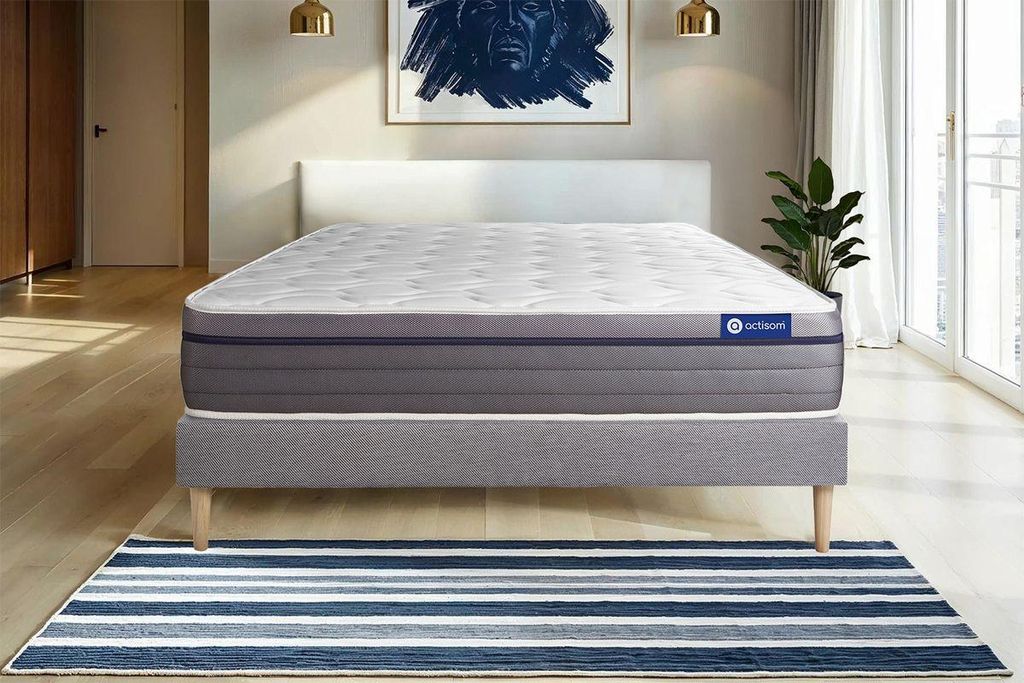 Actiflex zen matratze 130x190cm + Bettgestell mit lattenrost - Dicke : 26cm - Taschenfederkern und Memory-schaum - H3