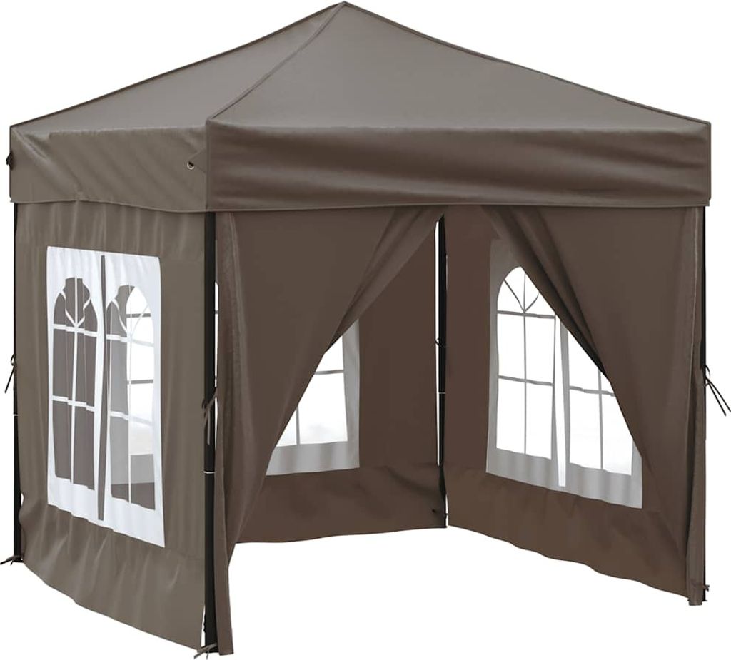 vidaXL Partyzelt Faltbar mit Seitenwänden Taupe 2x2 m