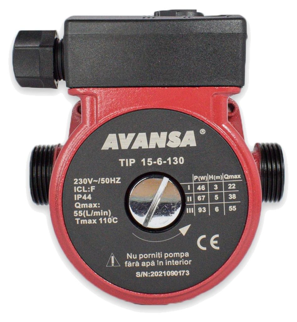 AVANSA 15-6/130 Pompa obiegowa CO 230 V – DN15 1", 130 mm, Zdjęcie produktu 
