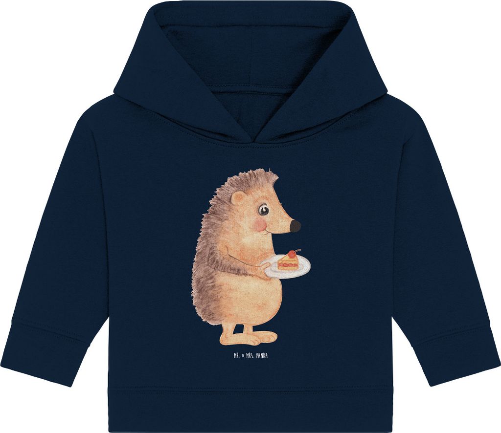 Mr. & Mrs. Panda Organic Baby Hoodie Igel Kuchenstück 24. - 36. Monat - French Navy - Geschenk, Lustige Sprüche, Kapuzenshirt, Torte, Geburtstags...