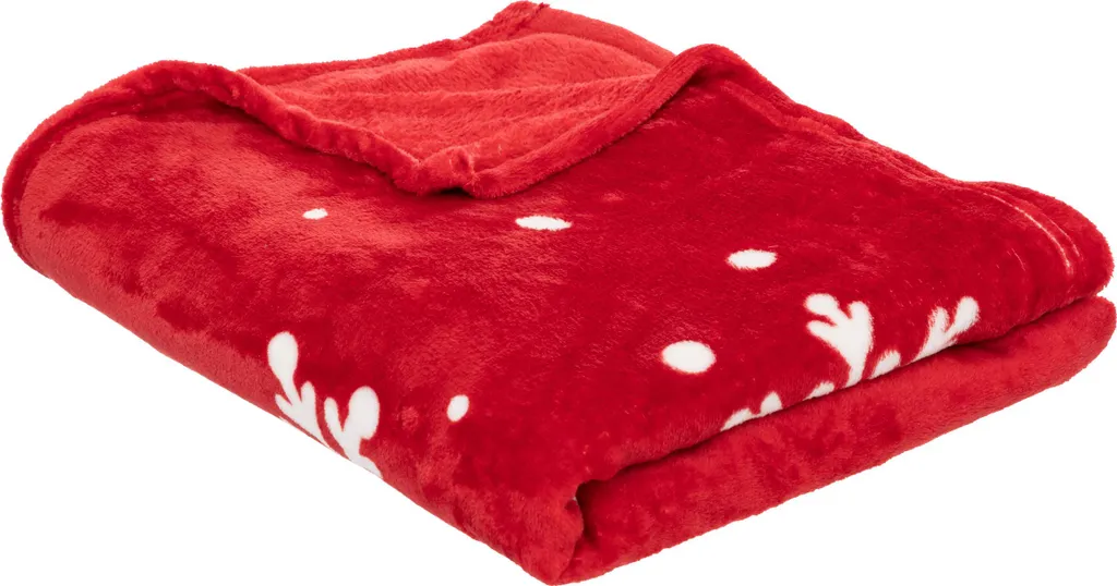 Plaid Rosso Buon Natale 130x180 cm - Coperta Natalizia Morbida Divano