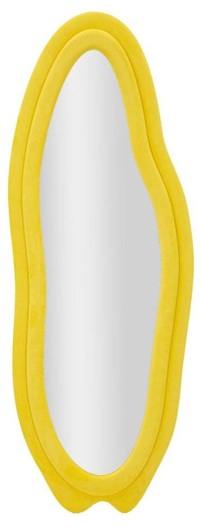 Wandspiegel Chanele mit organischer Form in gelbem Samt 67x166 cm