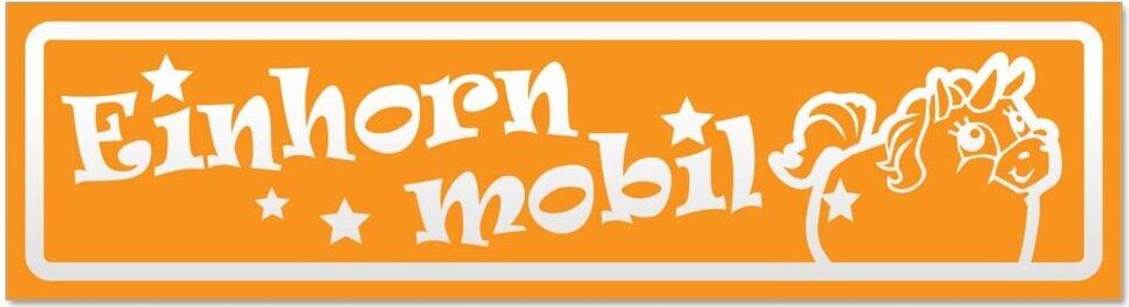 Kiwistar - Autoaufkleber - Orange - 60 x 16 cm - Einhorn Mobil invertiert - Hinweis Aufkleber Sticker für Auto, Kfz, Fahrrad, PKW, LKW