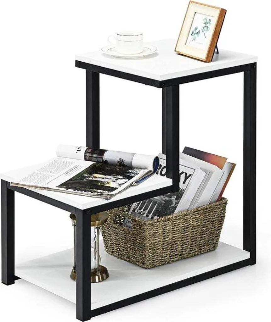 Table de nuit 3 niveaux en bois polyvalente pour chambre et salon