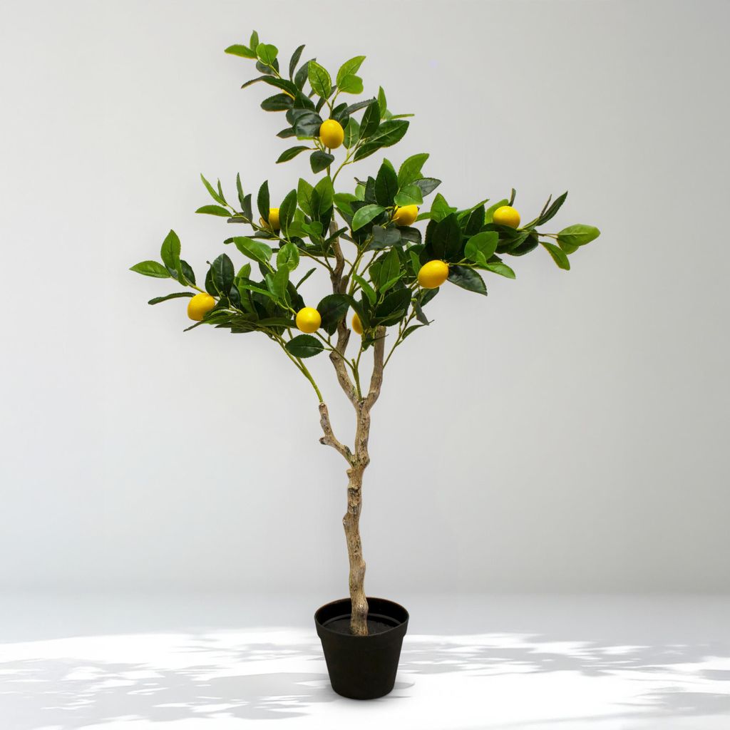 Zitronenbaum Kunstpflanze im schwarzen Topf - 118 x 40 cm -