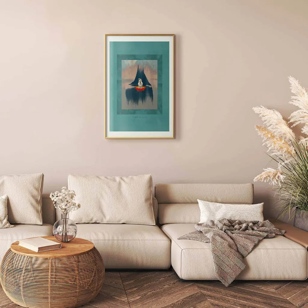 Offerta Poster 40x60 Coppia Barca Cornice Oro con Passepartout - 2