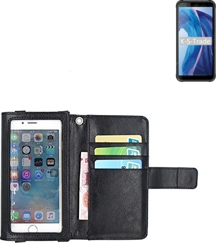 K-S-Trade Handy Hülle Schutz Hülle Kompatibel mit Blackview BV6300 Case mit Displayschutz / Schutzfolie Flip Cover Wallet case Etui Hülle schwarz