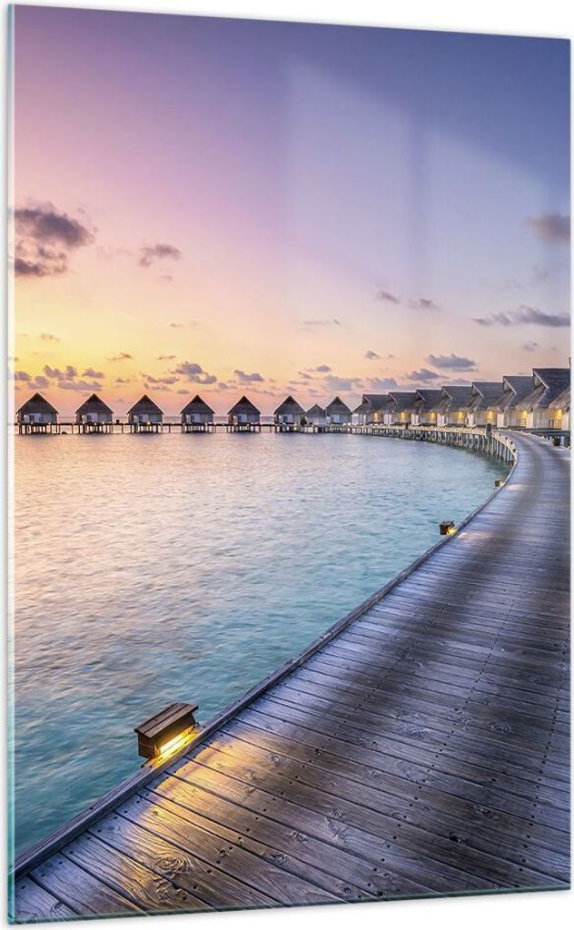 Bilder auf glas - Einteilig - Malediven Meer - 70x100cm - Glasbilder - Wandbilder - Bilder - zum Aufhängen bereit - Wanddekoration aus Glas - Glas...