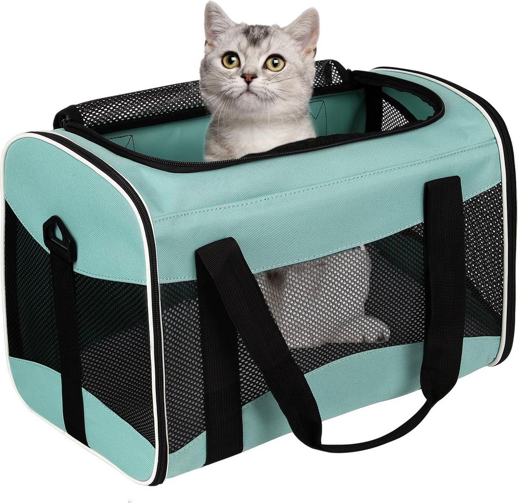 Katzentragetasche, Haustier-Hundetragetasche, Haustier-Reisetasche bis zu 6,8 kg, zusammenklappbare Katzentragetasche, Hundetragetasche (17 x 11 x 11