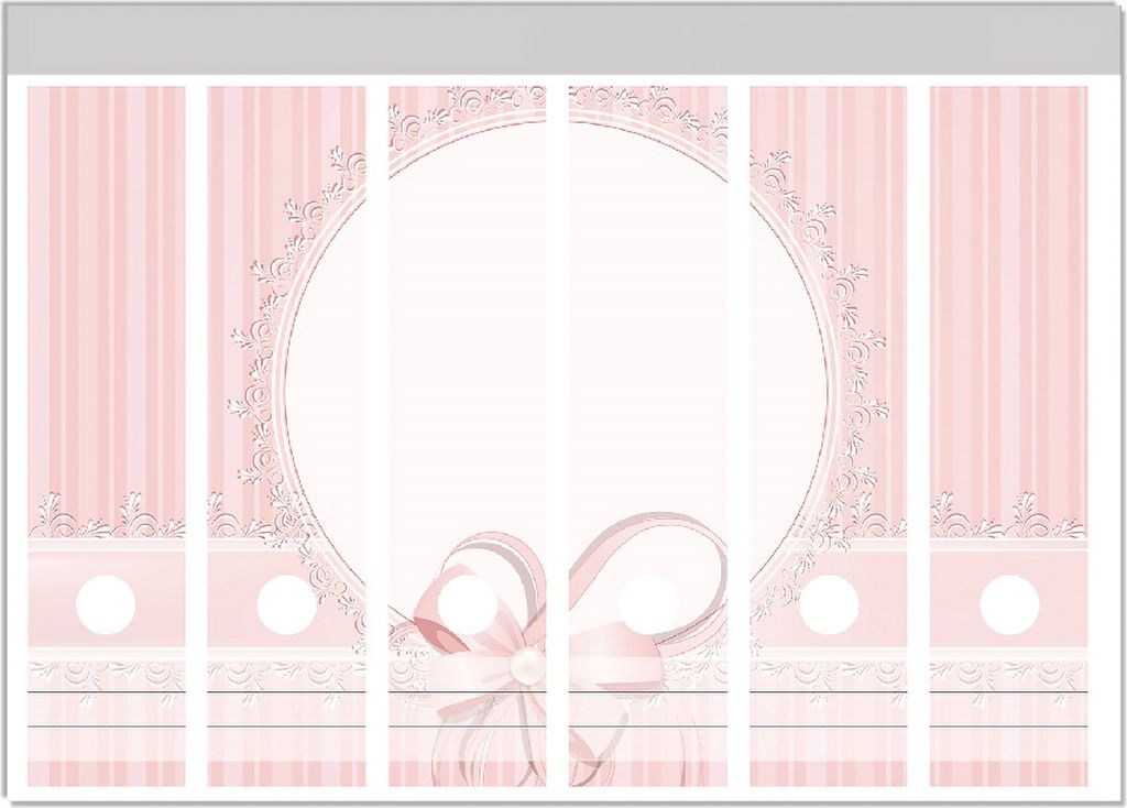 Wallario Ordnerrücken Sticker, selbstklebend für breite Ordner, 6 Stück, Motiv Geschenkkarte, Bänder, Spitzen und Schleifen in rosa