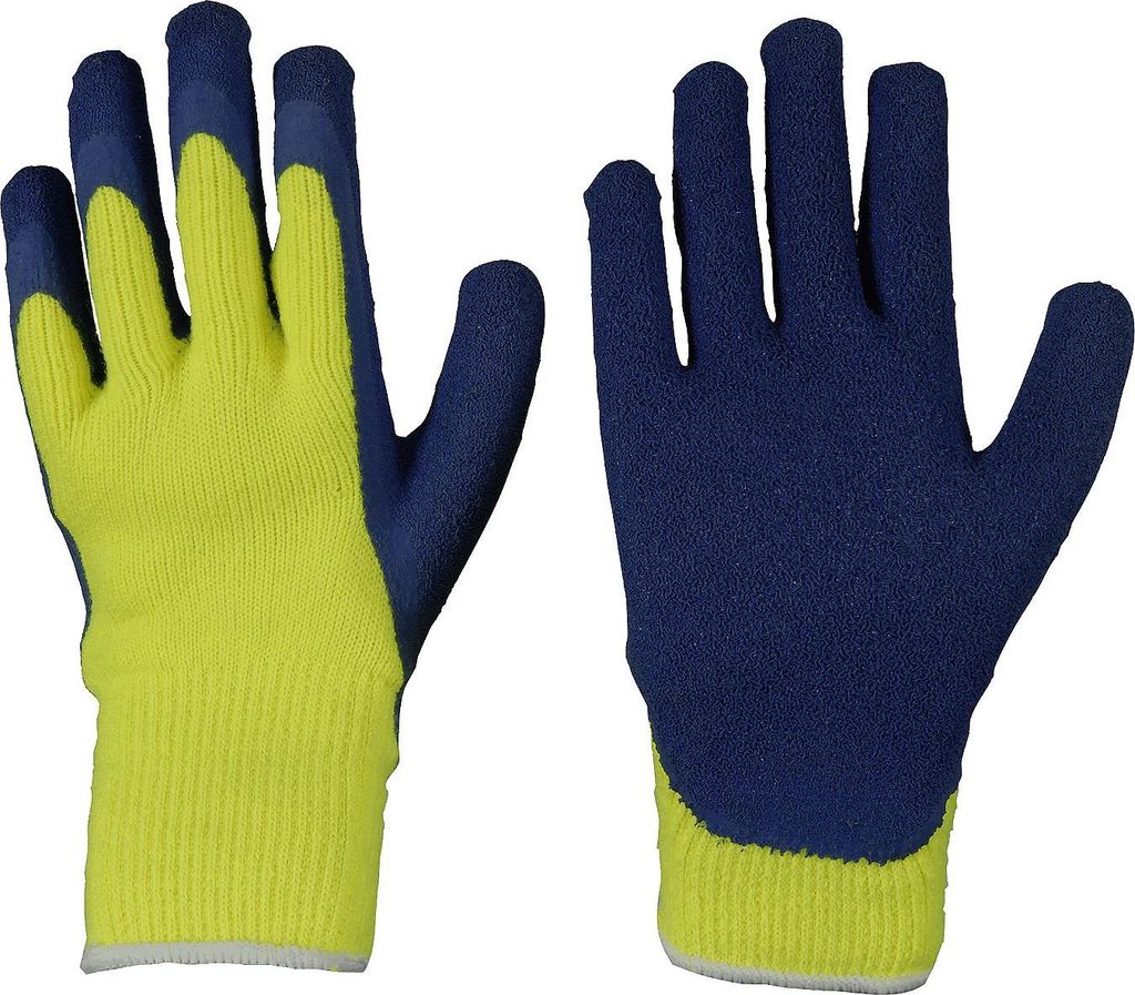 Arbeitshandschuhe gefüttert Latex blau/gelb Produktbild 