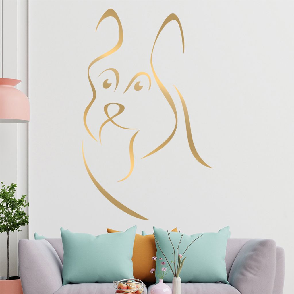 Hund Linien - Hunde Wandtattoo in 6 Größen - Wandaufkleber Wall Sticker - Dekoration, Küche, Wohnzimmer, Schlafzimmer, Badezimmer