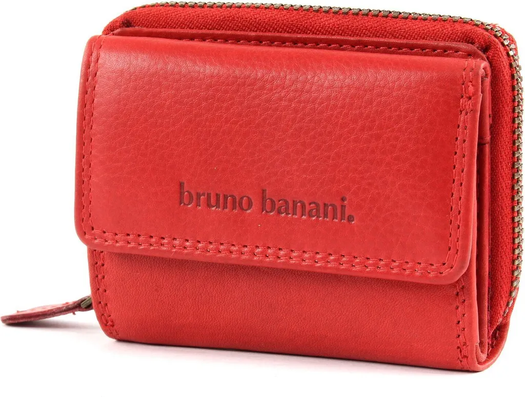 bruno banani Pelle portafoglio Lavato Wallet Zip With Flap Red rosso