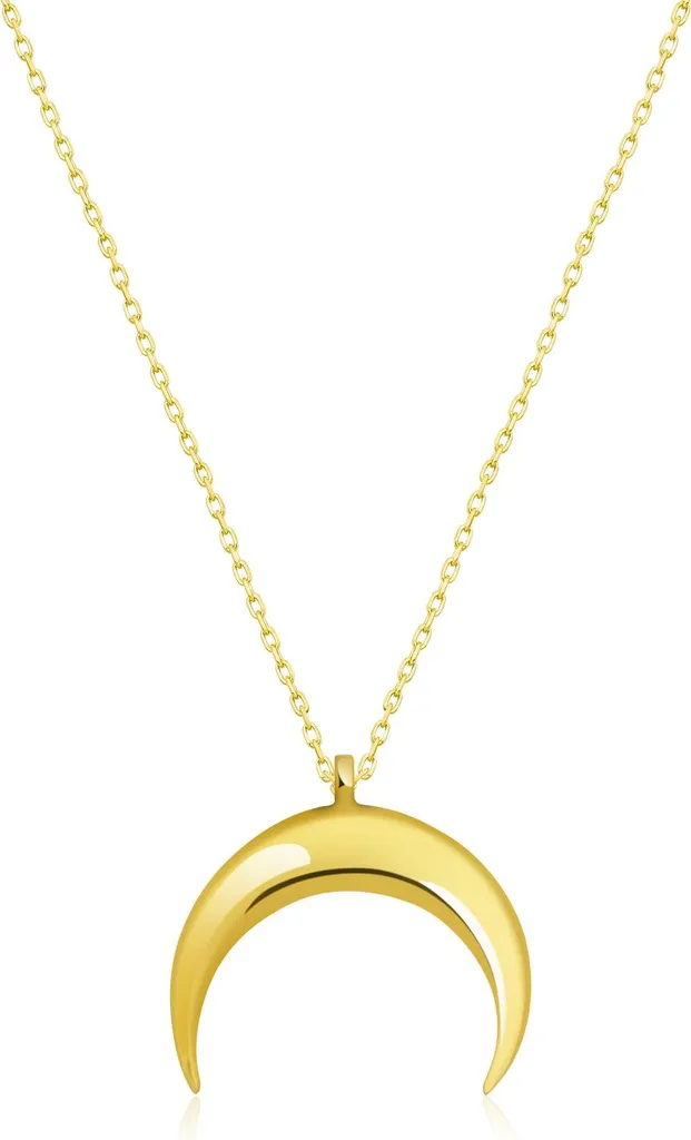Collier demi-lune plaqué or et argent 925 - Finition polie haute brillance