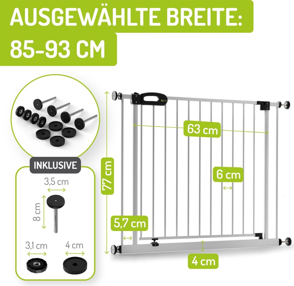 BOMI® Kinderschutzgitter 63-251 cm ohne Bohren | Zum Produktbild 2
