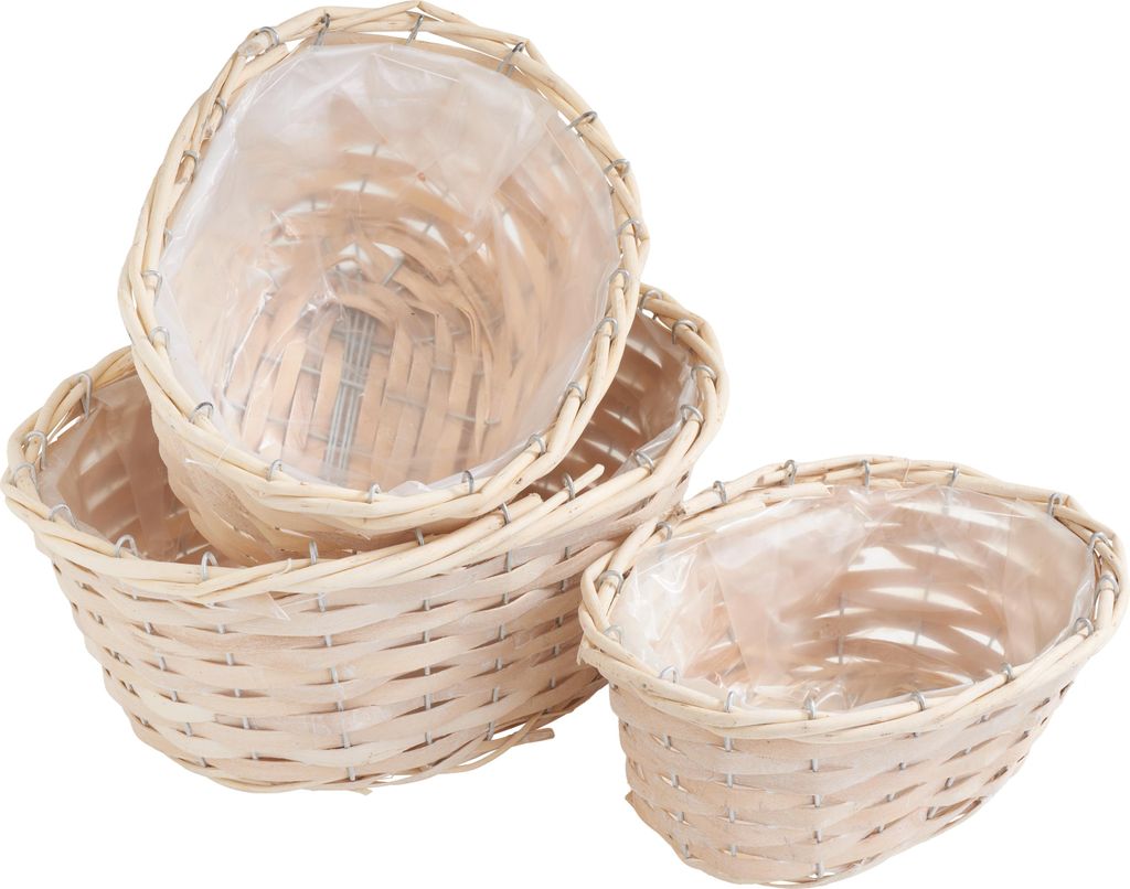 Holzspan Körbe Set 6 Stück in 3 Größen 20, 25, 30 cm Oval