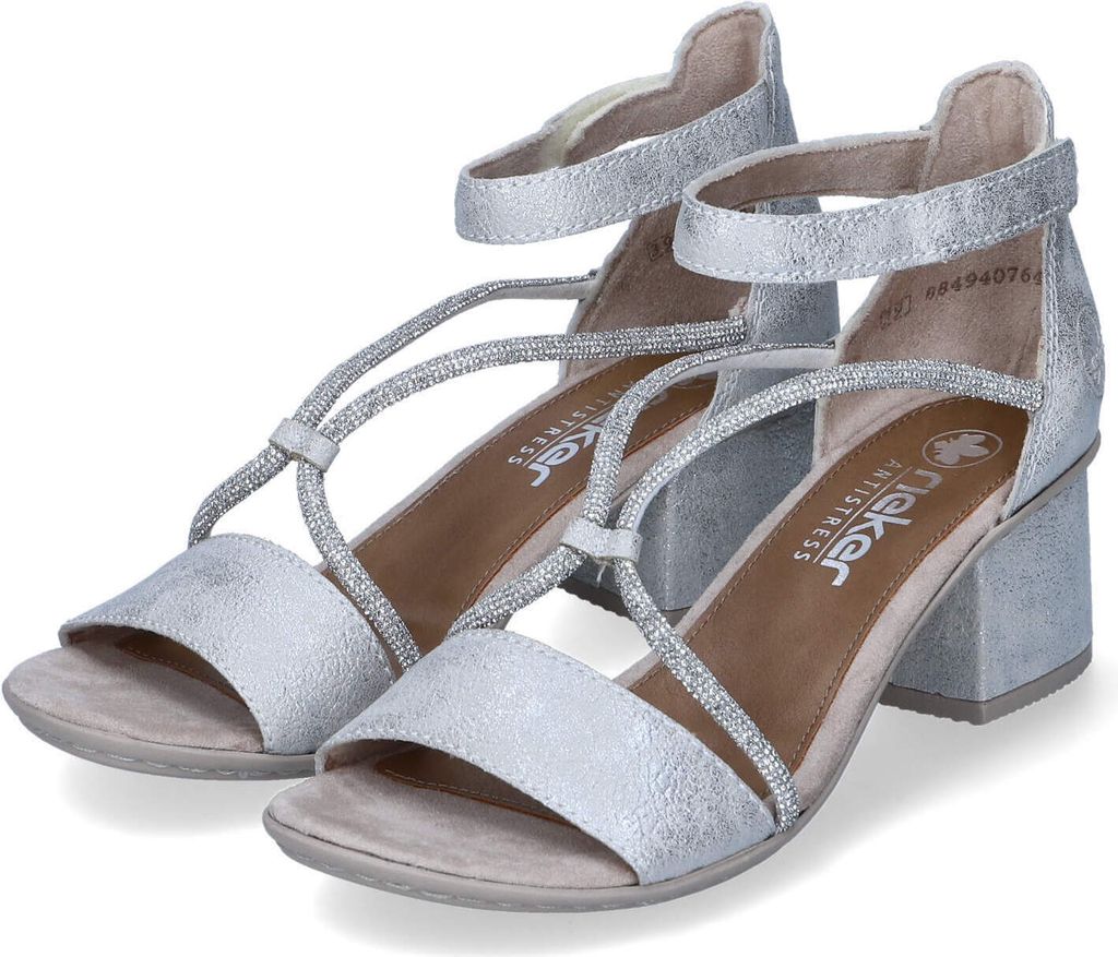 Rieker Damen Sandalen/ Sandaletten/ Riemchensandaletten Silber Kunstleder Größe: 41