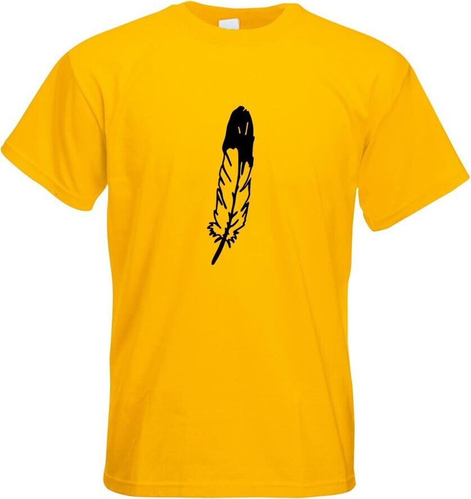 Kiwistar - T-Shirt - gelb - Feder Feather Vogel Bird Motiv Bedruckt Funshirt Design Print - mit Motiv Bedruckt - Funshirt Design - Sport - Freizeit...