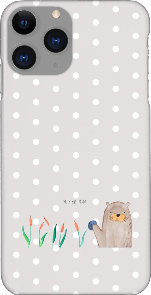 Mr. & Mrs. Panda Iphone 11 Pro Handyhülle Otter Stein - Grau Pastell - Geschenk, Premium Kunststoff, Munter, Pflanzen, Handy Case, Seeotter, Neugi...