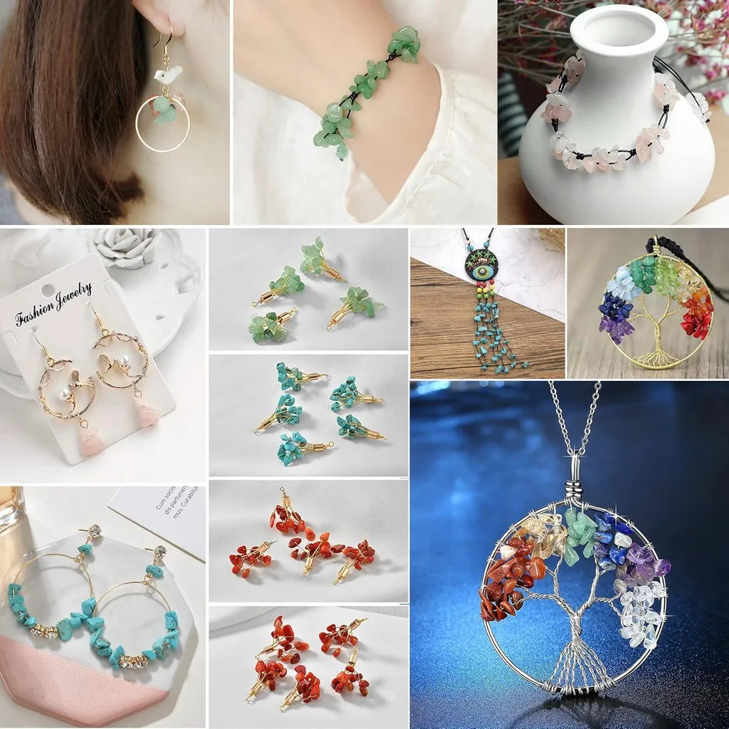 Kit Perles de Gemmes Naturelles 24 Couleurs avec Boucles d'Oreille Argent - 7