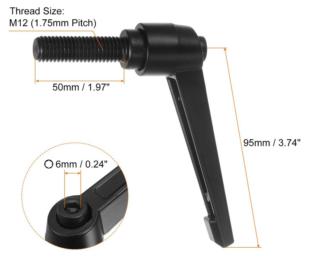 4 Stš¹ck Klemmhebel Griff M12 x 50mm Au?engewinde Schraube, Aluminiumlegierung Verstellbare Handgriffe Spannhebel fš¹r Werkzeugmaschinen Schwei...