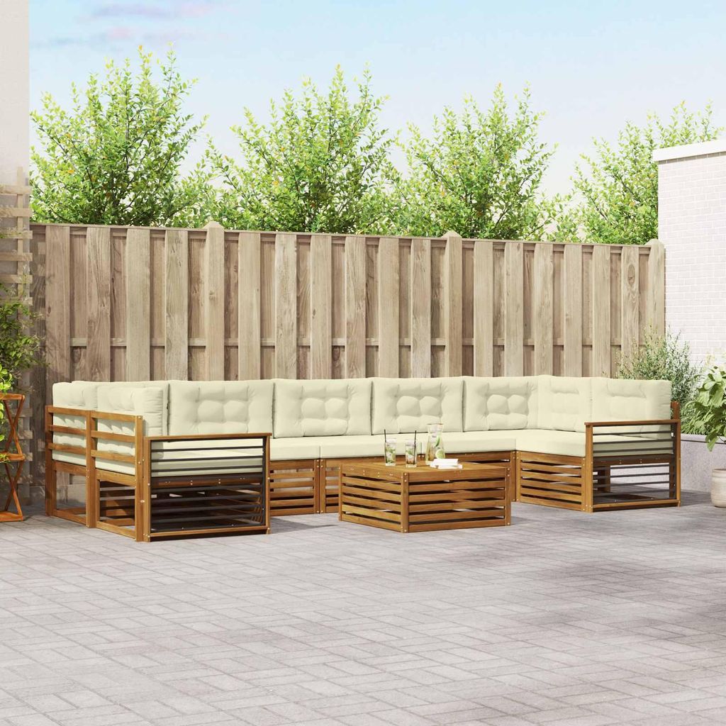 (Robust Möbel)Outdoor-Sofagarnitur - CLORIS - Balkonmöbe/Sitzgruppe - mit Kissen 8 pcs - Moderne Design - Natur und Creme - Gartensofas NeuM...